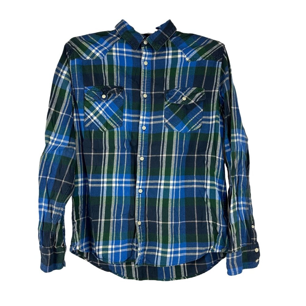Urban Pipeline XL Blue Green Plaid Flannel Shirt Long Sleeve Casual Fashion